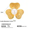 Anillo Taina de Acero Inoxidable Europeo y Americano, Anillo de Lujo Ligero y de Gama Alta con Flor de Perla Artificial Incrustada para Mujer, No se Desvanece y de Gran Venta