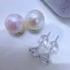 Acessórios de pérola DIY, brincos de tarraxa com zircônia de 6mm e quatro garras em prata de lei S925, um acessório de brinco multiuso