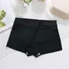 Leggings Anti-Exposición para Mujer con Falda, Pantalones de Seguridad, Calzoncillos tipo bóxer de Seda de Hielo sin Costuras Dos en Uno Negro