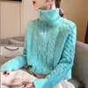 Suéter de Invierno 2026 Estilo Nuevo con Cremallera y Cuello Alto Engrosado para Mujer, Estilo Coreano Holgado, Moda Perezosa Versátil de Punto