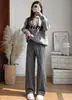 Pantalones de chándal grises para mujer Otoño Invierno 2026 Nuevos Pantalones de chándal de cintura alta pierna recta sueltos adelgazantes Pantalones de pierna ancha tipo guadaña para mujer