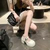 Mocasines Gruesos de Tacón Alto con Falda Temporada 2024 Nueva Moda Estilo Coreano Hebilla de Mariposa Suela Gruesa Zapatos Mary Jane para Mujer