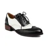 Zapatos de mujer tipo brogue con cordones, de tacón medio y bloques de color estilo británico para primavera y otoño X0419