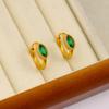 Arete de Aro Francés Retro Transfronterizo de Circonita de Lujo Ligero Anillo de Diseño Nicho Oro de 18K Acero Inoxidable Moda Aretes Altos