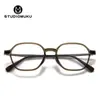 Gafas de Madera Studiomuku Estética Elegante Espejo Plano Marco de Gafas con Diseño Poligonal Marco de Gafas Transparente