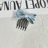 Grampo de Cabelo com Laço de Tecido Liso Colorido Japonês Coreano Pente Inserido Estilo Delicado Menina Doce Parte de Trás da Cabeça Topo do Crânio Pente de Cabelo