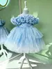 Vestido de Princesa Infantil 2026 Novo Modelo de Cetim Passarela Ombro a Ombro Costume de Performance Transfronteiriço Europeu e Americano Atacado