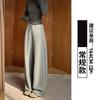 Calça Banana Cinza Slim Fit para Mulheres, Primavera, Outono, Inverno 2026 Novo Estilo, Casual Solta Petite Cintura Alta Esportiva Perna Larga Calça de Moletom