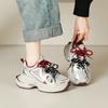 Tênis Chunky Dad Shoes com Plataforma para Mulheres 2026 Primavera Novo Estilo Couro Genuíno em Retalhos Respirável Resistente ao Desgaste Casual Esportivo Tendência