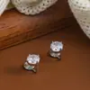 Brincos de Zircônia Facetada Rosa Estilo Zhao Lusi Clip de Orelha Espiral Anti-Mosquito Nicho Alto Padrão Brincos Sem Furo para Mulheres