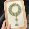 Transmisión en Vivo de Suministro de Pulseras Bodhi Verde Lechoso tipo Jade y Azul Profundo, Pulseras de Doble Círculo Estilo Chino para Hombres y Mujeres, Pulseras Coleccionables, Venta al por Mayor de Cuentas de Oración Budistas