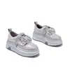 Zapatos Blancos con Lazo de Pedrería Moda para Mujer Zapatos de Plataforma Verano Nuevos Estilo Universitario Cómodos Versátiles Zapatos Deportivos Casuales