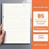 Refil Folha Solta B5 Liso Removível 20/26/30 Furos Papel de Polpa Espessa 85g Páginas Internas