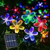 Luzes de Fio Solares LED Luzes de Fio Flor de Pessegueiro Luzes Decorativas de Flor para Pátio Externo Luzes de Natal Flor de Cerejeira