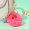 Lindo Chaveiro de Pom-Pom de Cereja para Meninas, Pingente de Pelúcia de Coelho Rex, Pingente de Chave de Bolsa, Presente Decorativo para Melhor Amiga