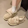 Estoque Pronta Entrega Sapatos de Algodão com Solado Grosso Femininos 2026 Inverno Novo Versátil Velcro Estilosos Sapatos Birkenstock Botas de Neve com Pelúcia