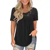2021 Nueva Camisa de Encaje Plisada de Manga Corta para Mujer Talla Grande Europea y Americana Verano Top Entallado Elegante para el Trabajo