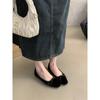 Sapatilhas de boca rasa de camurça estilo francês para mulheres primavera e outono novo estilo coreano estilo fada suave sapatos de salto baixo com sola de gorro