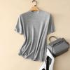 Camiseta de Manga Curta Pinrong 2026 Primavera/Verão para Mulheres, Gola Alta Meia, Padrão Elegante de Osmanthus, Top de Tricô Leve, Estilo Fino
