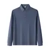 Camisa polo de manga larga de seda de morera natural 40S 230G con cuello, adecuada tanto para hombres como para mujeres, se puede imprimir con logotipo o bordar, ropa de trabajo