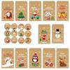 Caja de dulces de Papá Noel, muñeco de nieve, caja de manzanas, etiqueta adhesiva navideña, decoración para fiestas navideñas, 24 unidades