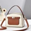 [Envío Bolso de Mujer] Bolso de Mujer 2023 Verano Nuevo Moda Casual Bolso Cuadrado Pequeño Color Contraste Cuero Suave Hombro Cruzado