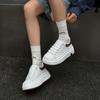 Zapatos Blancos de Moda Adelgazantes Plataforma Suela Gruesa Zapatos Casuales 2025 Primavera y Otoño Nuevos Tenis Clásicos Versátiles con Bloques de Color para Mujer