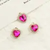 Pingente Charme Coração Cortado a Laser com Strass Inserido em Metal para Pulseira Colar Brinco DIY Artesanal Materiais Enfeites