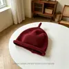 Gorro de Lana Tejido de Otoño e Invierno para Niños, Boina Rizada Linda para Niños y Niñas, Gorro de Pintor Cálido de Color Sólido para Bebé