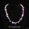 Collar de Amatista Natural de Forma Libre Colgante de Cristal de Fresa Ojo de Tigre Venta al por Mayor S6020402