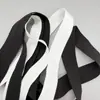 Fita de ligação elástica dobrada de poliéster preto e branco em estoque, fita de ligação elástica de poliéster-elastano para punho de roupa íntima, acessórios de vestuário