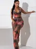 D9558 Amazon Europeo y Americano Más Vendido Ropa de Mujer Sexy Chica Caliente Estampado de Leopardo Posicionamiento de Flores Mono con Cuello Halter Estampado