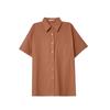 ¡Párrafo básico! Camisa para Mujer 2024 Verano Rosa Solapa Nuevo Estilo Coreano Manga Corta Holgada de Algodón 61501