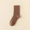 Meias de Inverno Femininas, Meias de Cano Médio Cor Sólida, Modernas para Uso ao Ar Livre, Quentes, Forradas com Lã, Espessadas, Meias Longas de Toalha