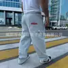 Estilo Punk Casual High Street Vintage Y2K Solto Carta 2024 Quente Clássico Jeans Calça Wide Leg Homem