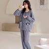 Pijama para Mulheres na Primavera e Outono, Cardigã de Algodão Nuvem de Manga Longa e Gola Redonda, Pode Ser Usado Fora, Roupa de Casa, Leggings, Calças, Conjunto Novo
