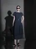 Elegante Vestido de Moda con Capullo Floral y Mangas Cortas Volantes, Lujo Ligero, Sensación de Alta Gama, Color Sólido Versátil, Adelgazante, Elegante Vestido Largo para Mujer, Verano