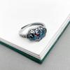 Anillo simple con candado de loto y esmalte cloisonné en plata esterlina s925 para mujer, estilo étnico, abierto, joyería de plata