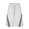 Pantalones Cortos Deportivos Retro Americanos de Tres Rayas con Cordón, Unisex Verano Nuevos de Pierna Ancha Holgados Casuales Acortados