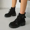 Botas de Motociclista Martin de Cuero con Hebilla para Mujer Tendencia Nuevo 2026 Botines Cortos de Personalidad para Mujer Tacón Grueso Caña Corta Moda Caña Corta Tacón Alto