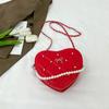 Bolso de Amor de Perlas Estilo Chica Dulce Estilo Japonés para Mujer 2025 Nuevo Nicho Mini Diamante Cadena Hombro Bandolera