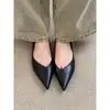 Versão em Pele de Ovelha de Calçados Simples de Estilo Retrô para o Dia a Dia de Mulheres, Sapatos Profissionais Slip-On de Couro Genuíno Bico Fino Baixo
