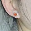 Brincos Versa Daisy Live Hot Set Cor Zircônia Laranja Brilhante Anel de Abertura de Tesouro para Pingente Jane