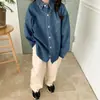 Camisas Jeans de Manga Longa para Meninos e Meninas Outono Calças Jeans Casuais com Bolsos de Aba para Crianças Camisas Casuais Jaquetas Cardigans Casuais