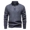 Suéter Pulôver Casual Masculino Novo Outono e Inverno 2026, Tricô Jacquard Masculino com Meio Zíper, Venda por Dropshipping Tendência Casual Masculina