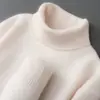Suéter de Lana 100% Pura Grueso de Doble Hilo Otoño e Invierno para Hombre Cuello Alto Jersey Suéter Casual Holgado Tejido Base Suéter de Cachemira