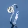 Anillo de Diamante Mosane de Plata s925 Clásico Seis Garras para Mujer Compromiso 1 quilate Anillo de Diamante Moissanita Abierto Regalo de San Valentín