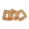 Accesorios artesanales huecos cuadrados tejidos de hierba de ratán DIY aretes hechos a mano joyería piezas decorativas creativas de moda ins en stock