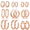 Set de Aretes de Círculo Geométrico de Moda Versátil para Mujer, Chapado en Latón de Oro Real, Venta Caliente Transfronteriza Europea y Americana