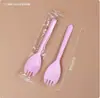 Cuchara Desechable Simple con Color Escarchado Empaquetada Individualmente Cuchara para Pastel Tenedor para Pastel Cuchara para Postre Cuchara para Helado 500